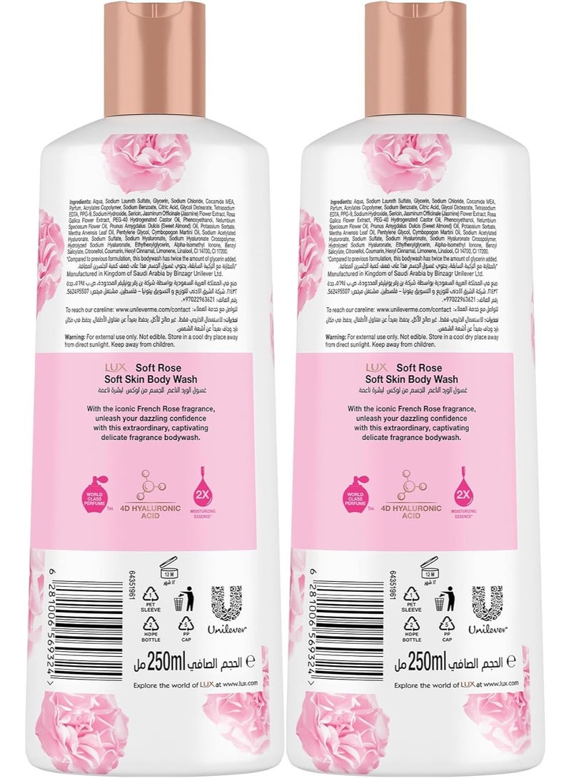 Lux Delicate Fragrance Body Wash, Soft Rose, 2x Moisturizing Essence, with 4D Hyaluronic Acid, 250ml x 2 - Image 2